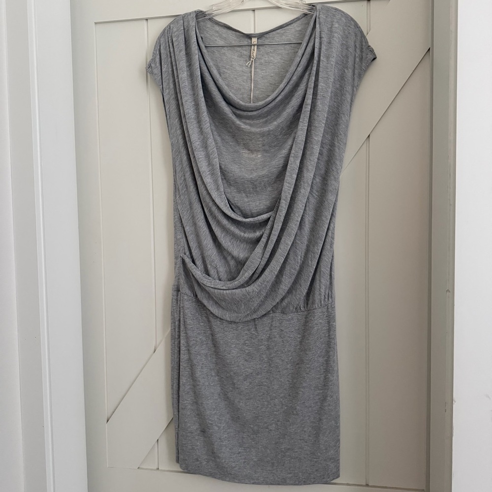 Lanston Gray Knit Draped Dress